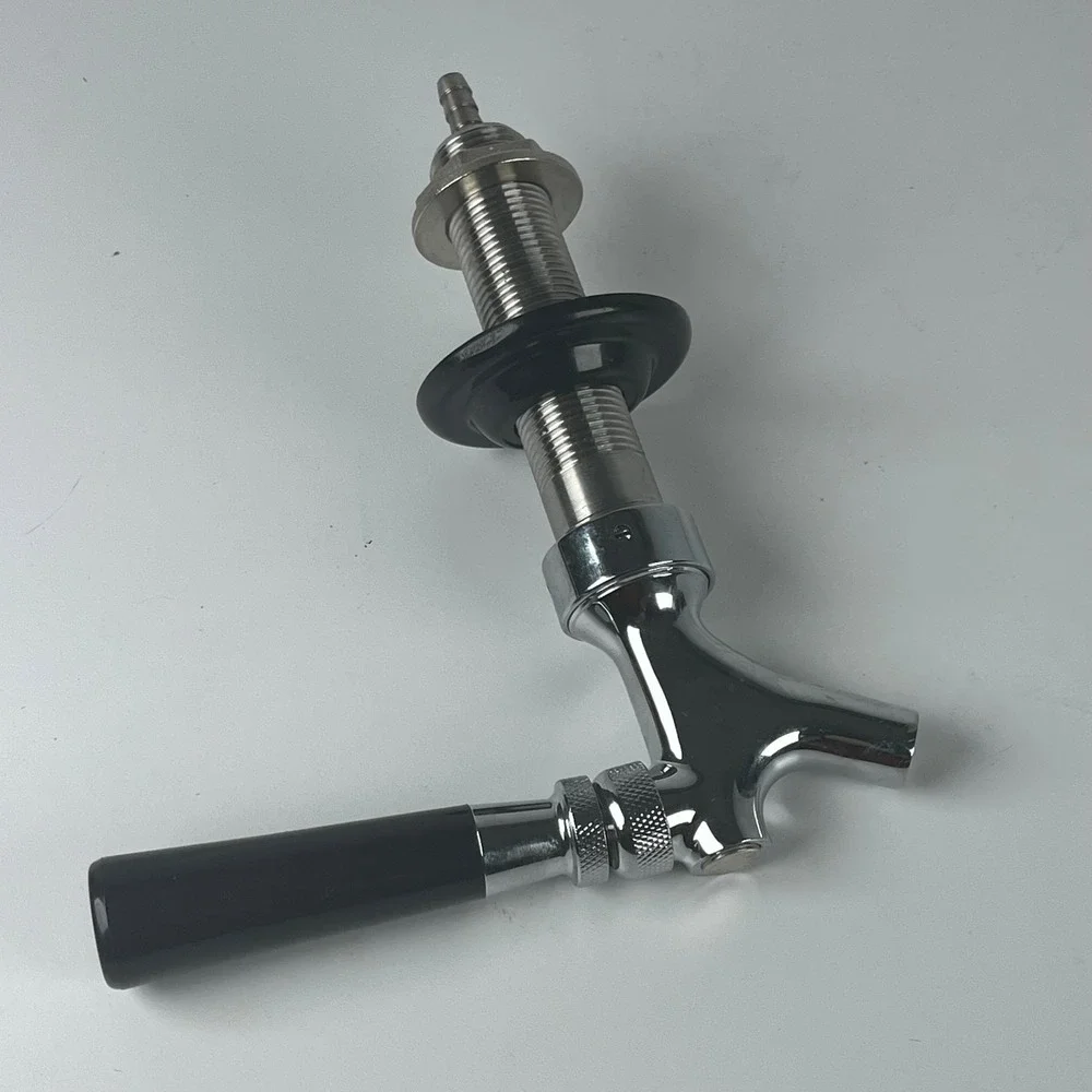 Kegco Chrome Draft Beer Faucet with Shank‎ and Black Tap Handle Assembly